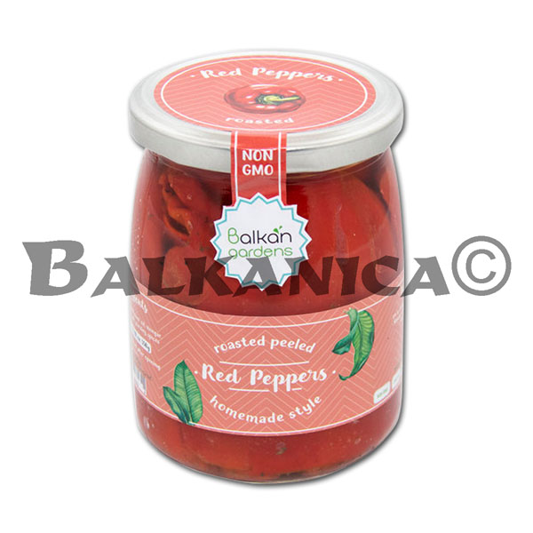 550 G ROASTED RED PEPPERS PEELED BALKAN GARDENS