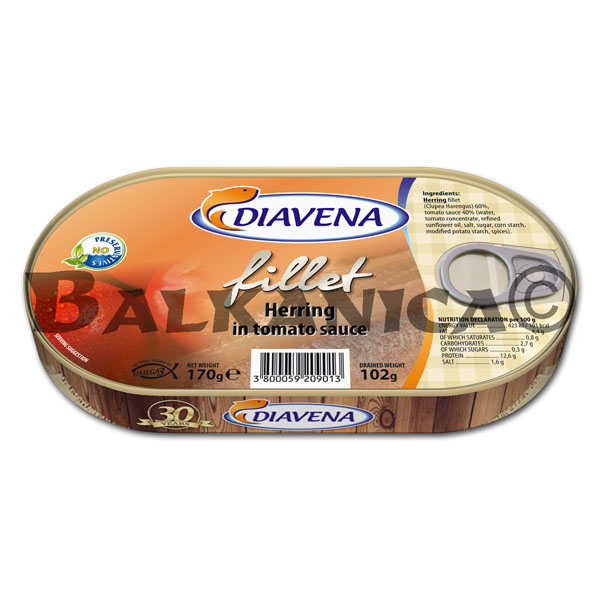180 G HERRING FILLET IN TOMATO SAUCE DIAVENA 180 G HERRING FILLET IN TOMATO SAUCE DIAVENA