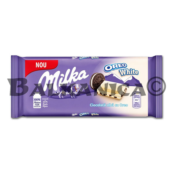 100 G CHOCOLATE WHITE WITH BISCUITS OREO MILKA