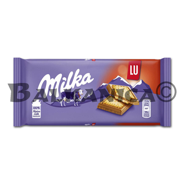 87 G CHOCOLATE WITH MILK COVERED WITH BISCUITS MILKA